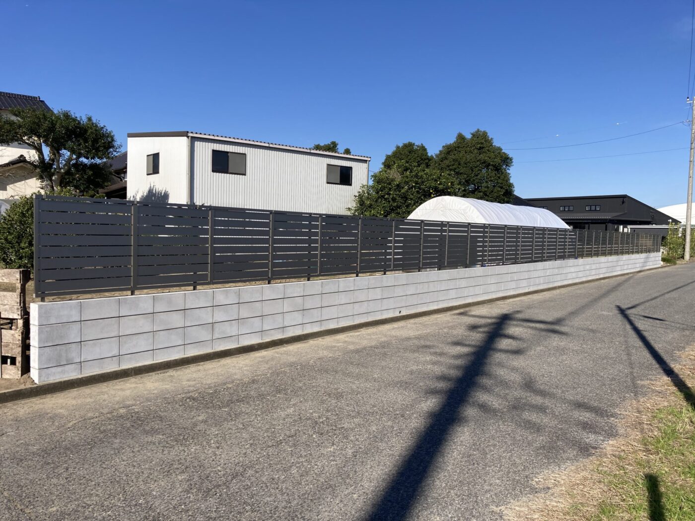 ブロック積み、フェンス設置